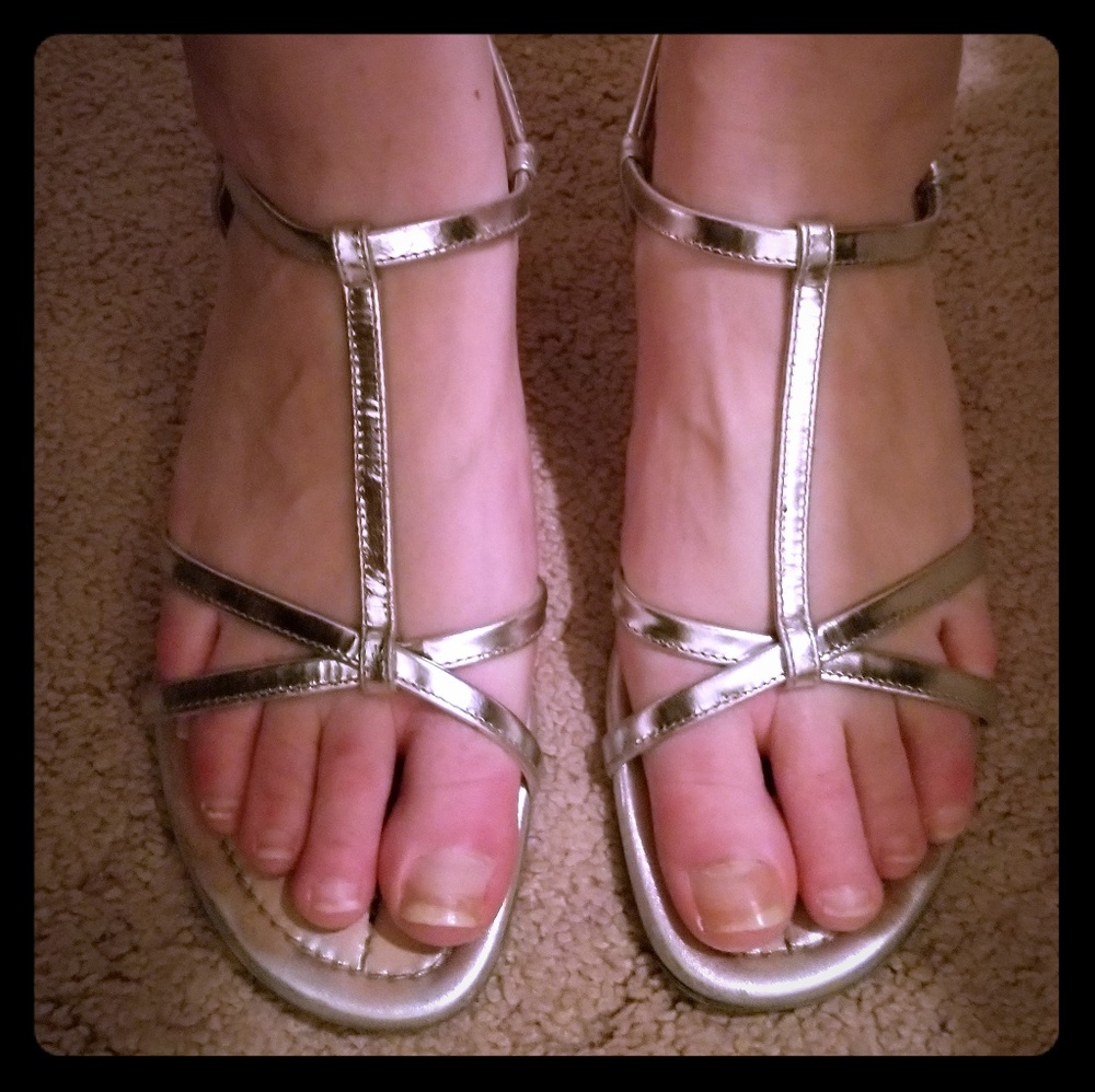 PRADA SPORT Silver wedge strappy sandals 8 - 8.5